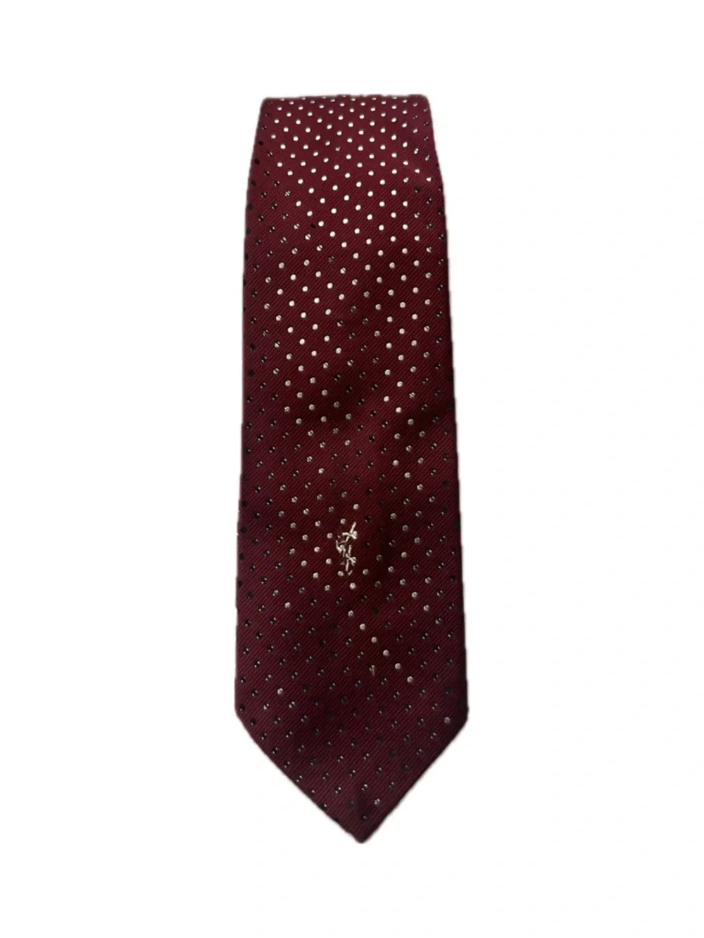 VINTAGE YSL SAINT LAURENT Men's Burgundy Polka Dot Tie - Classic Dress Tie